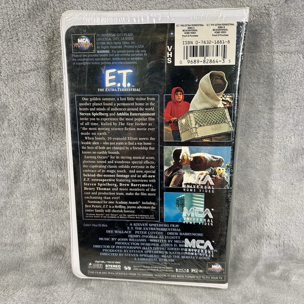 E.T. The Extra-Terrestrial VHS Tape Vintage 1996 Clamshell SEALED MCA Watermark - Picture 3 of 4